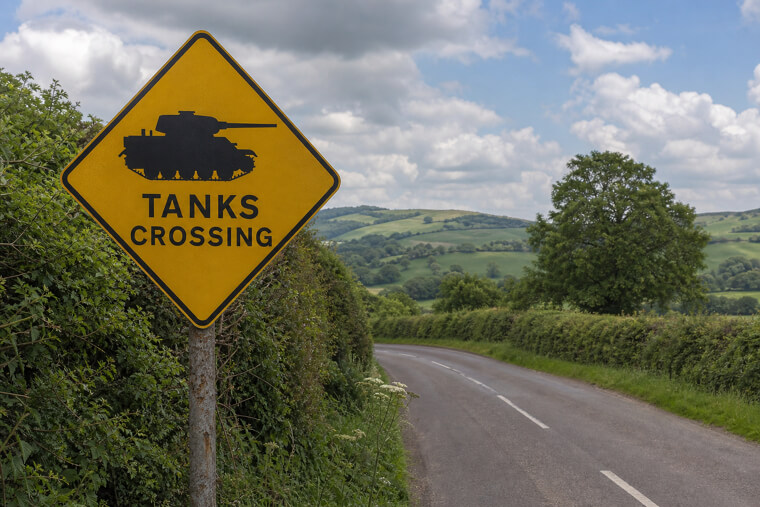 The "Tank Crossing" Sign on English Country Roads