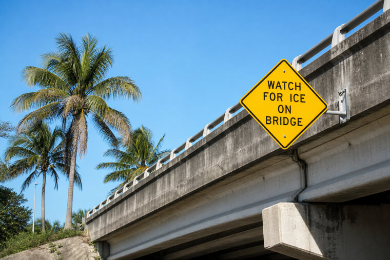 The "Watch for Ice" Sign in Miami, Florida