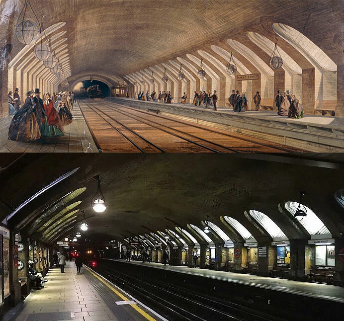 Baker Street Train Station - 1863 & Now