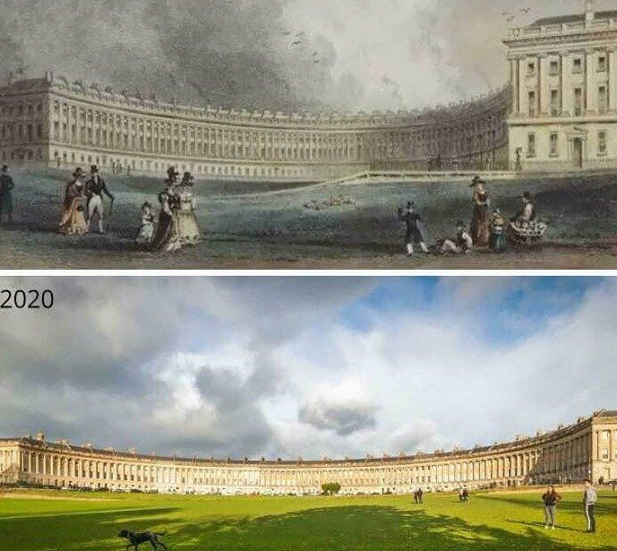 The Royal Crescent - 1829 & 2020