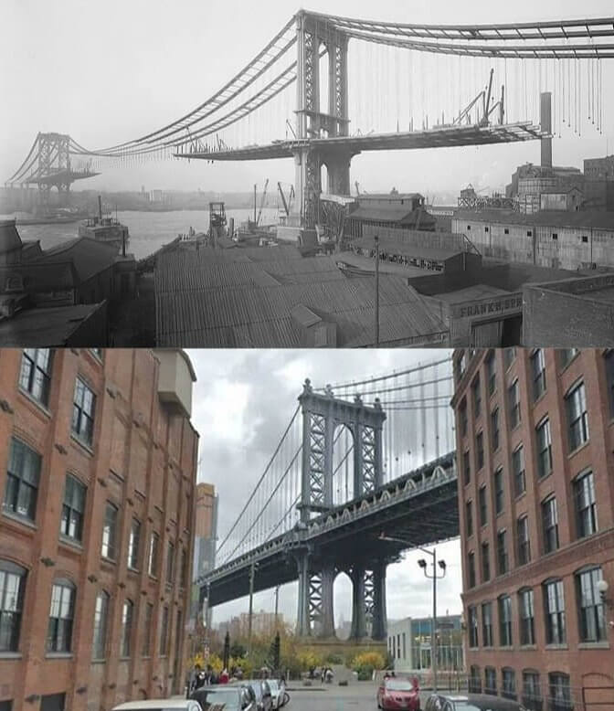 The Manhattan Bridge - 1908 & 2021