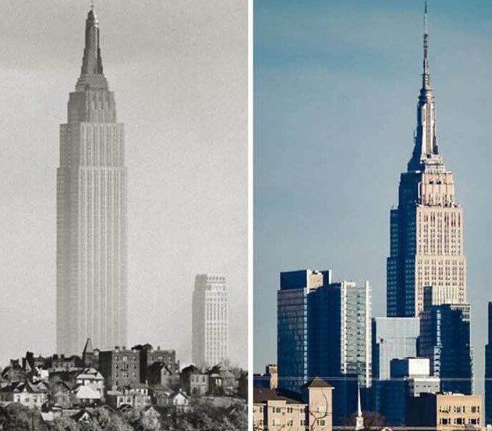 New York City's Empire State Building - 1930s & 2021