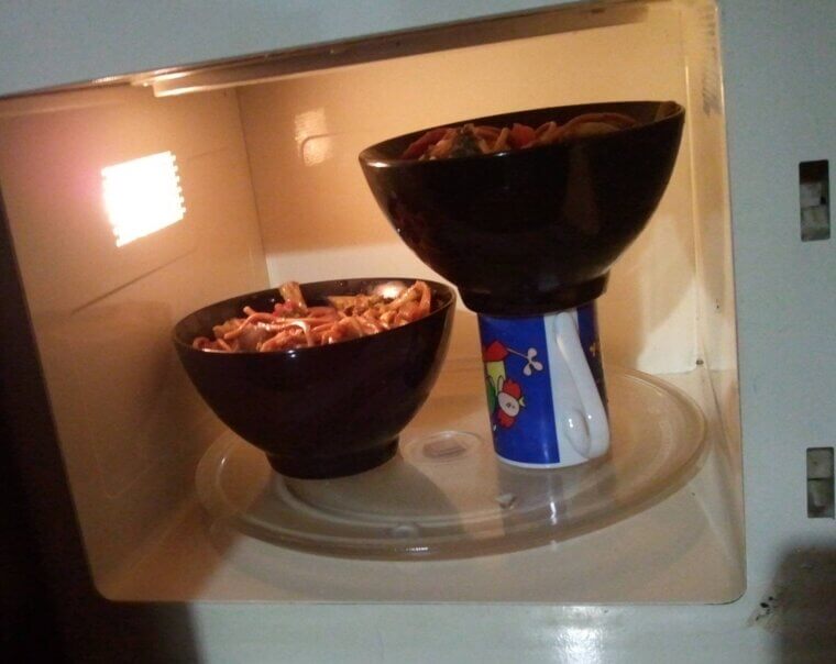 Use a Glass to Double Microwave Space