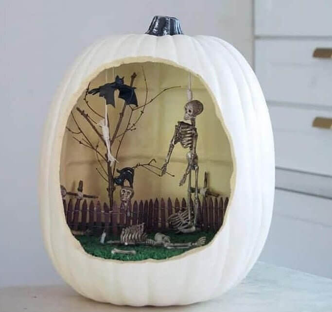 A Halloween Inspired Diorama From a Pumpkin