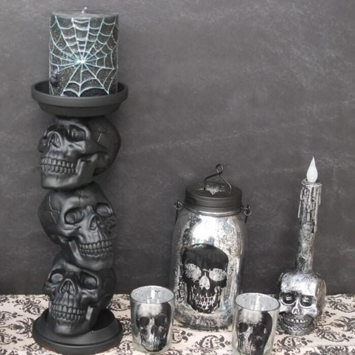 A Candleholder Made Out of Skulls