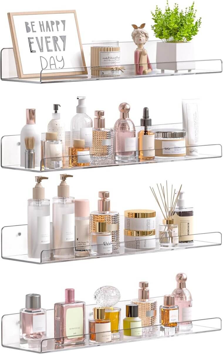 Acrylic Floating Shelves for Stylish Storage and Decor - 26% Off!