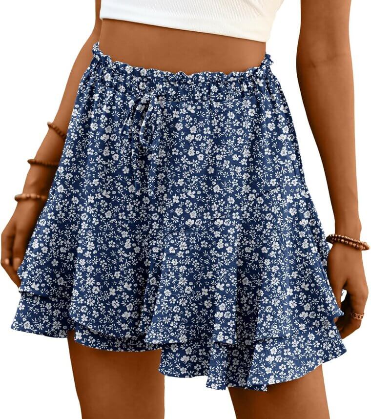 Lepunuo Boho Skorts - Flowy, High Waist, Ruffled Style 