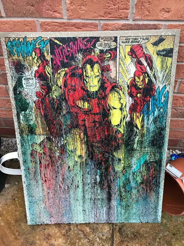 Rain Turned This Iron Man Canvas Into A Masterpiece