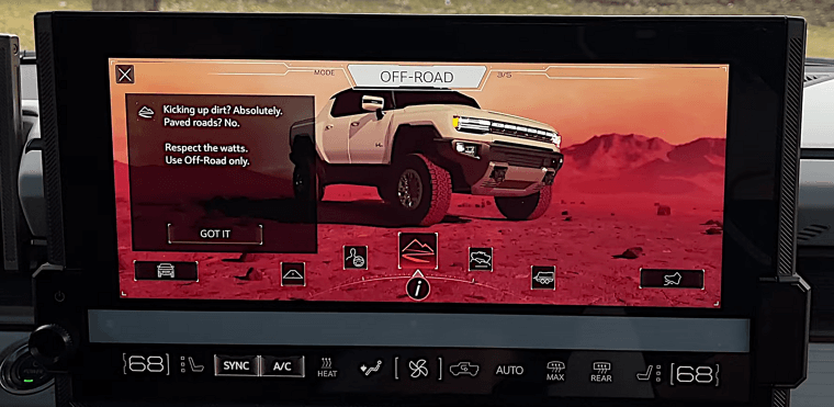 GMC Hummer EV Infotainment Screen
