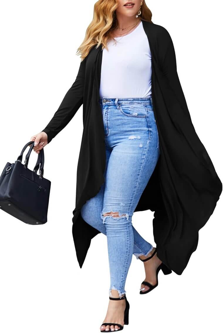 Plus Size Drape Cardigan - Flowy Style for Any Occasion - 41% Off!
