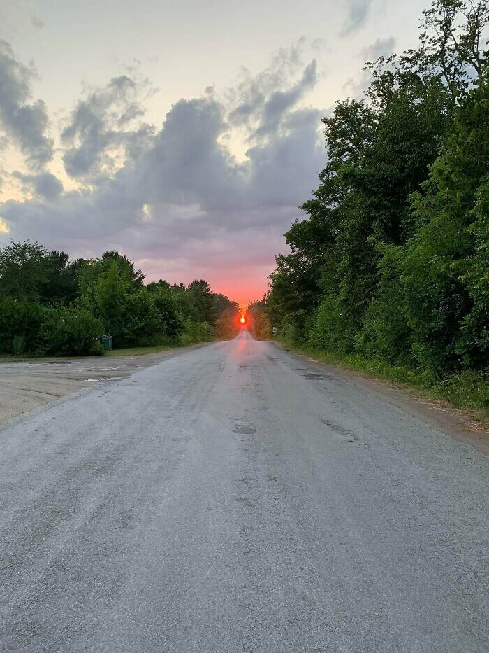 The Way This Sunset Slots Into the Road