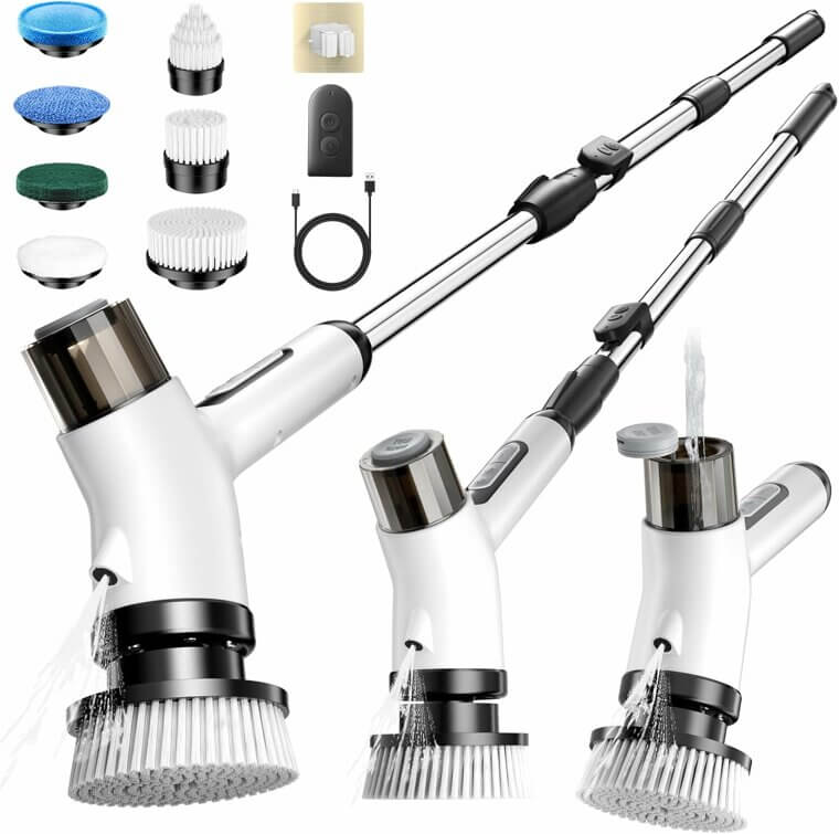 Electric Spin Scrubber with Remote & Foam Spray - Effortless Cleaning!