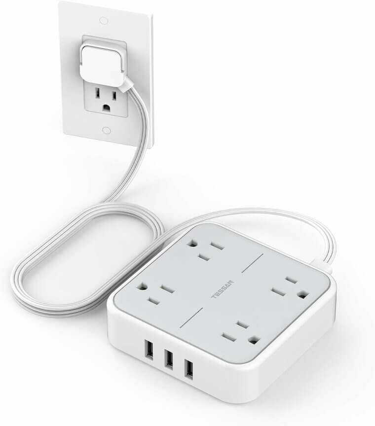 Compact TESSAN Power Strip with USB Ports - Perfect for Any Space! Now 6% Off!