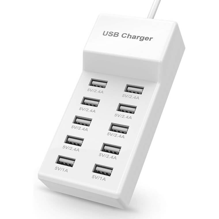 USB Wall Charger with 10 Smart Ports for Family -