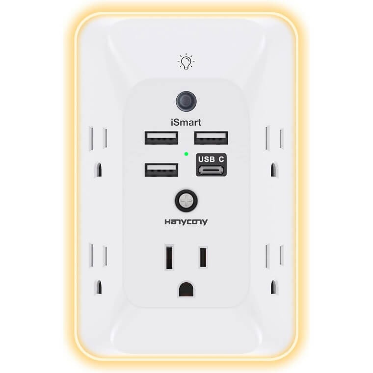Outlet Extender with Night Light - 4 USB Ports & Surge Protector Now 41% Off!
