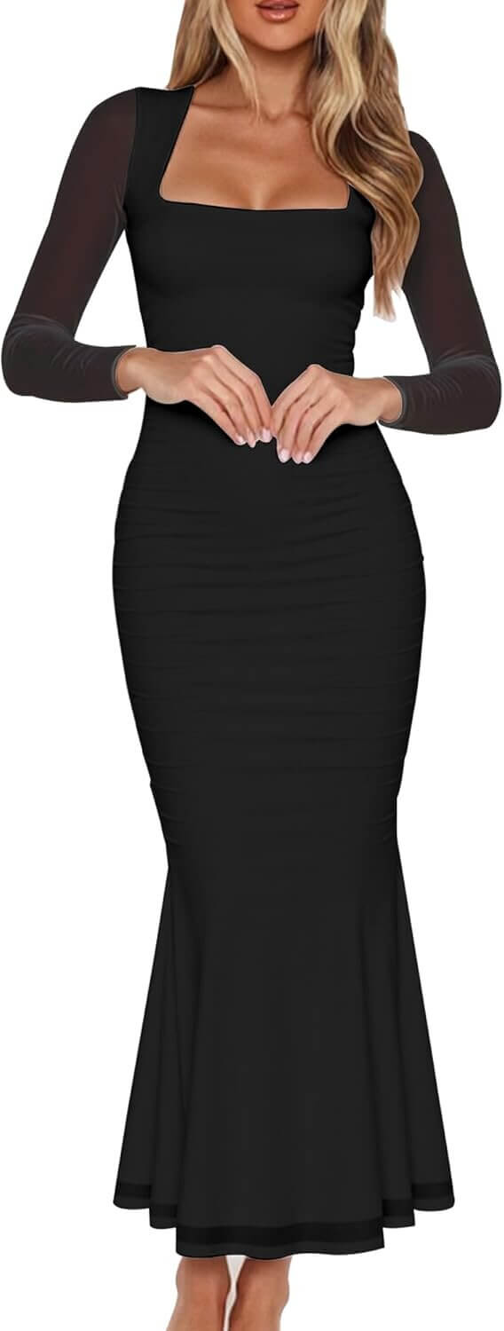 BORIFLORS Maxi Dress - Stylish Mesh Bodycon for Parties - Now 10% Off!