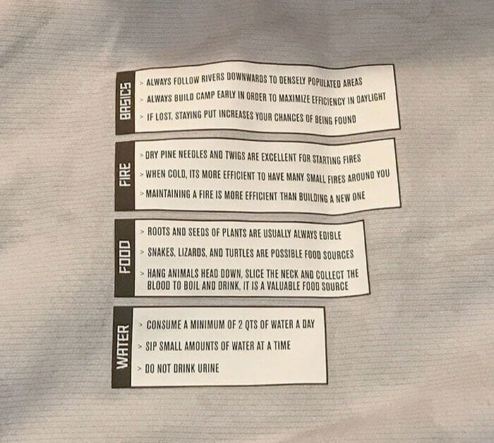 Una chaqueta con consejos de supervivencia