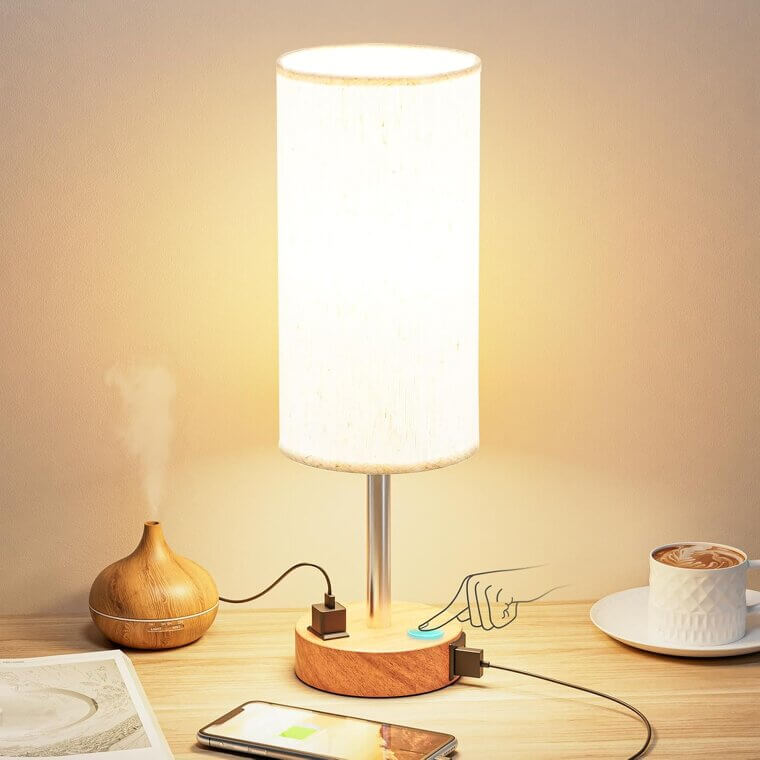 Fenmzee Touch Lamp - Dimmable with USB-C & AC Outlet - 31% Off!