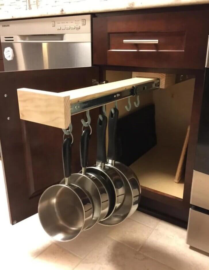 Hang Pots and Pans to Save Kitchen Space
