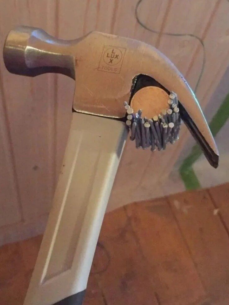 Use Magnets to Keep Your Hammer and Nails Together