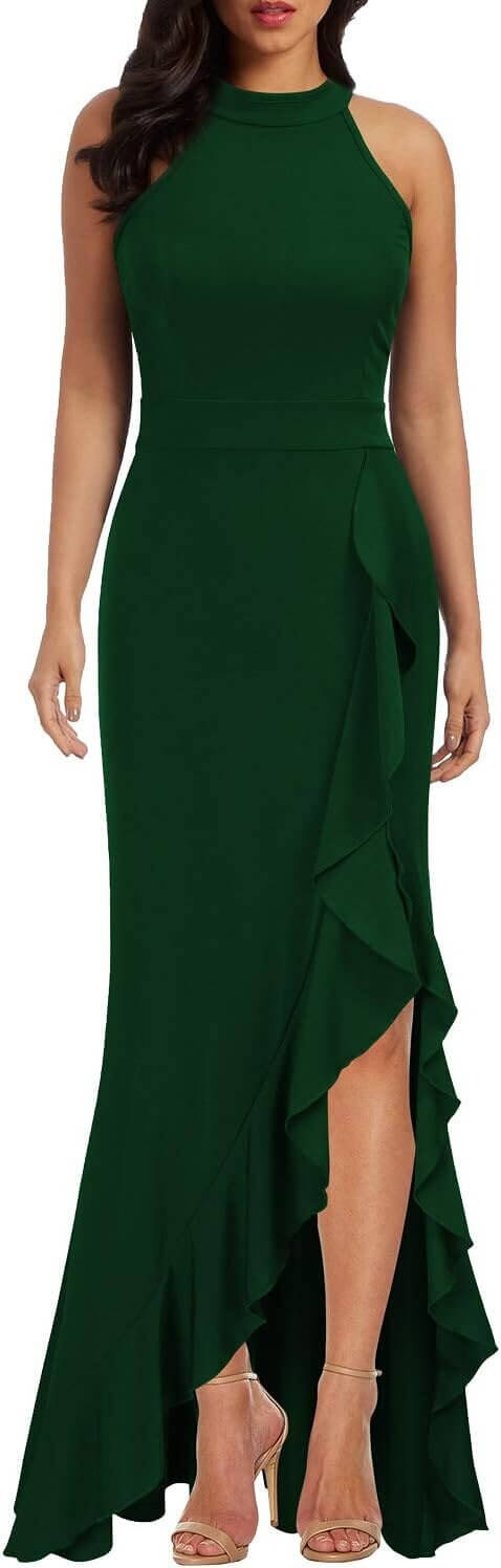 WOOSEA Women's Evening Dress - Elegant High Neck, Bodycon Fit - Now 10% Off!