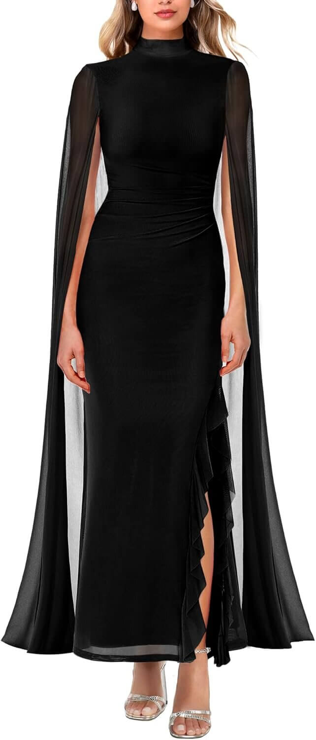 MAYFASEY Formal Dress - Elegant Ruffle Split Maxi for Parties - Enjoy 10% Off!