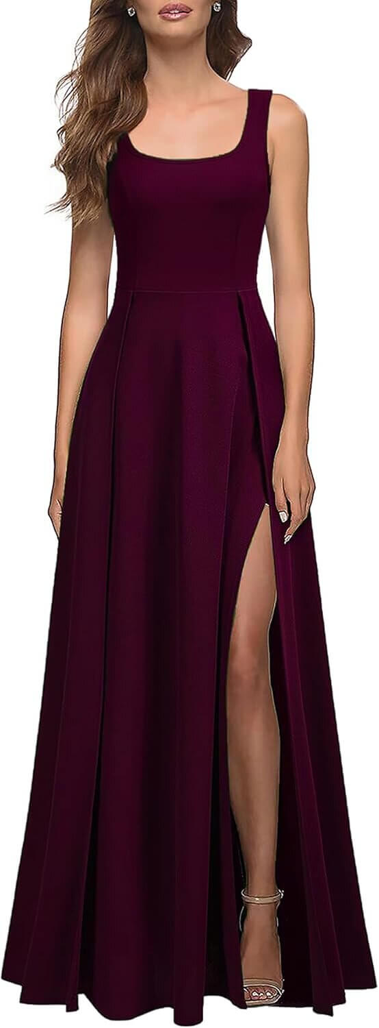 Women's Square Neck Maxi Dress - Perfect for Parties! - Now 10% Off!