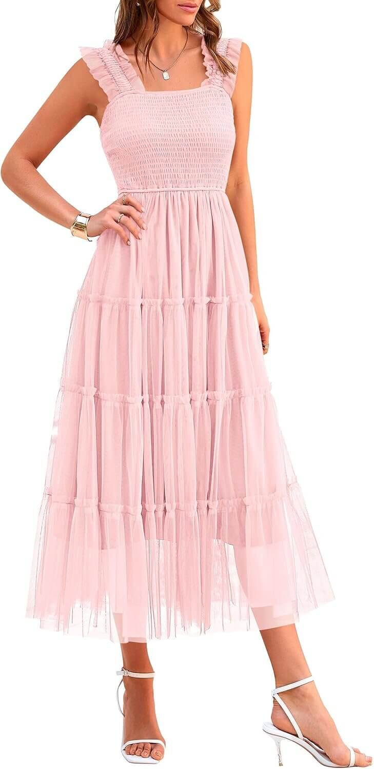 PRETTYGARDEN Tulle Midi Dress - Perfect for Parties & Weddings - Enjoy 45% Off!