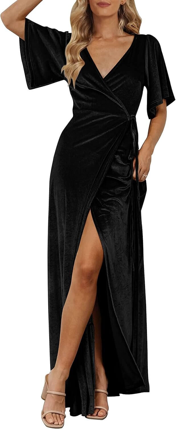 Velvet Maxi Dress - Perfect for Weddings & Parties - 21% Off!