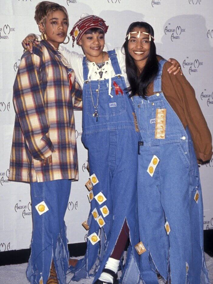 TLC's 1990s Signature Baggy Bright Overalls
