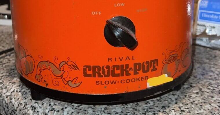 Crockpots With Orange and Brown Patterns