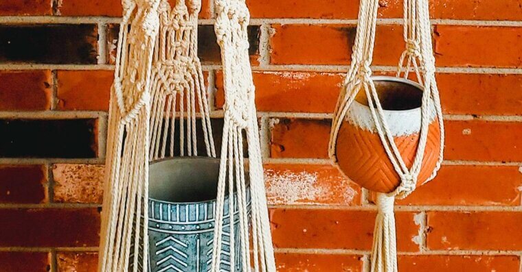 Macramé Plant Hangers Over the Sink