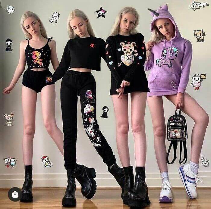 Four Identical Ladies With World Record Legs, Obviously