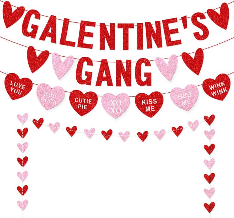Galentines Day Banner - Perfect Party Decor with Love Hearts 