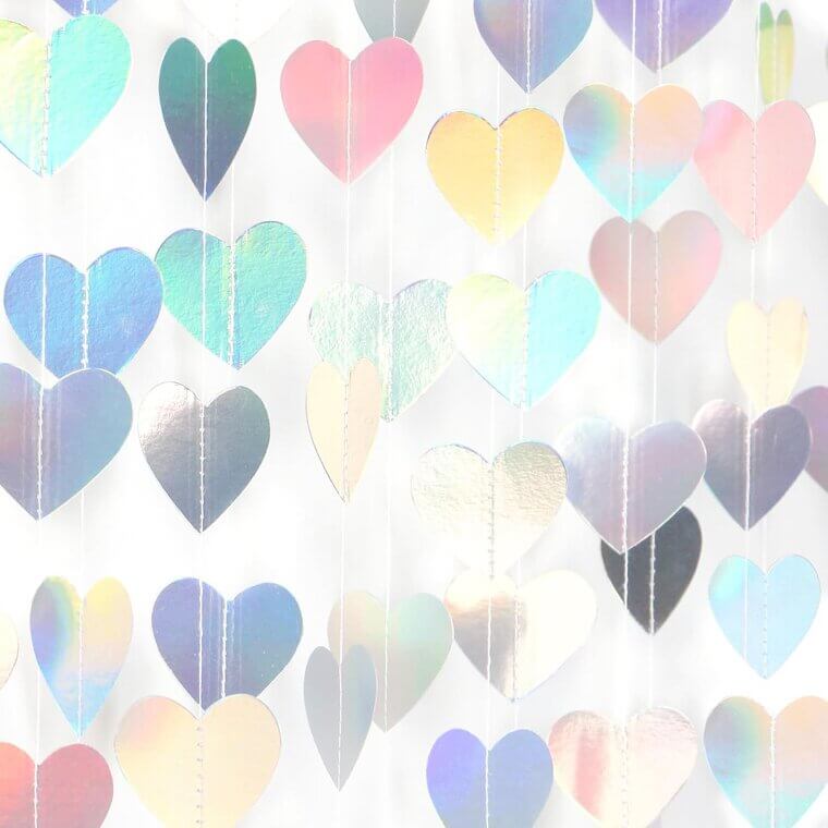Disco-Holographic Heart Garland - Perfect for Celebrations! - Now 20% Off!