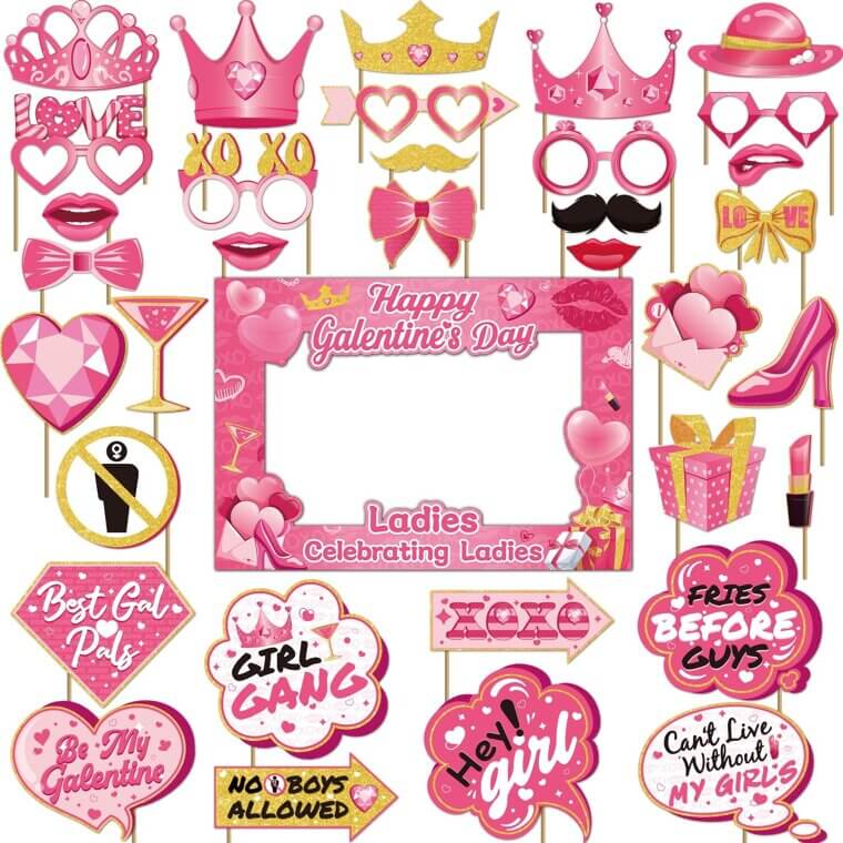 Galentines Photo Booth Props - 35 Pcs for Fun Party Pics - Don’t Miss the 17% Discount!