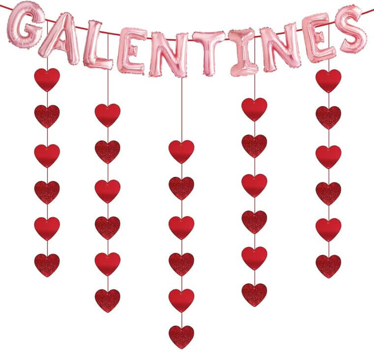 Galentine's Party Decor - Rose Gold Balloon & Heart Garland Set 