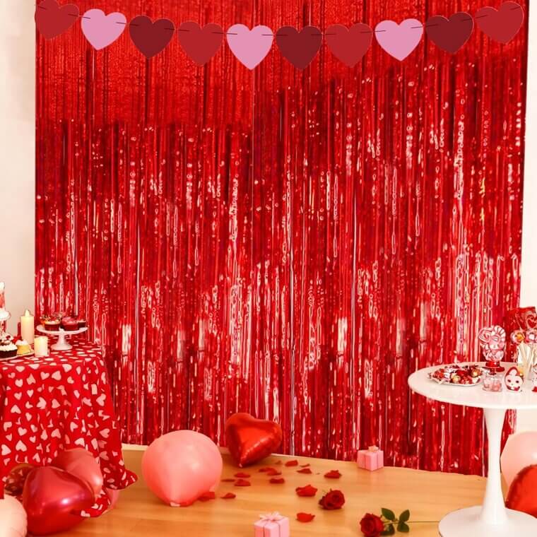 Valentine's Fringe Curtains - Perfect for Parties & Events - Now 14% Off!