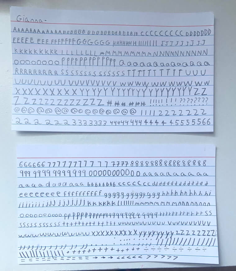 Practicing Handwriting Drills Until Your Hand Hurt