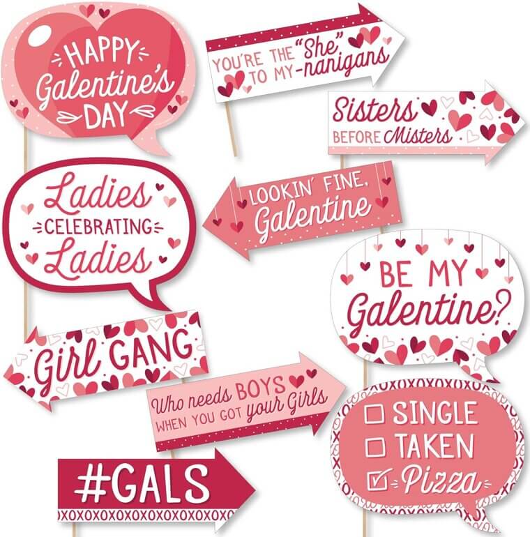 Galentine's Day Photo Props - Fun & Memorable Party Kit