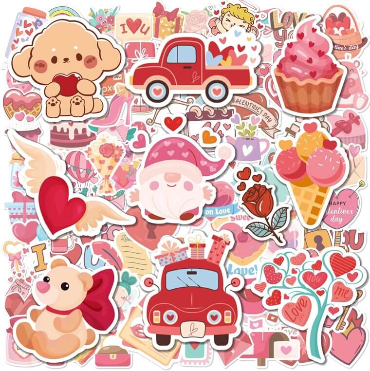 Valentines Stickers - Perfect for Kids Crafts & Decor