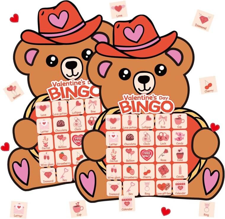 Valentine Bingo Game - Fun Bear Theme for Parties
