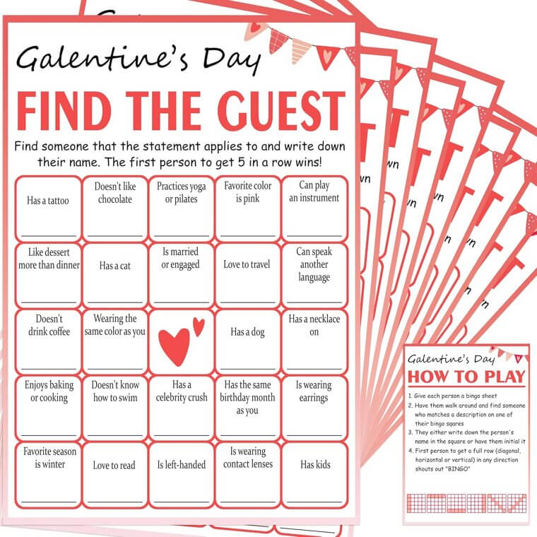 Guest Bingo Game - Perfect for Galentine's Day Parties!