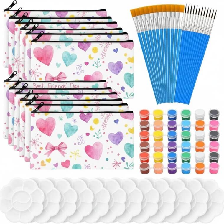 Galentines Day DIY Kit - Create Personalized Makeup Bags with Friends