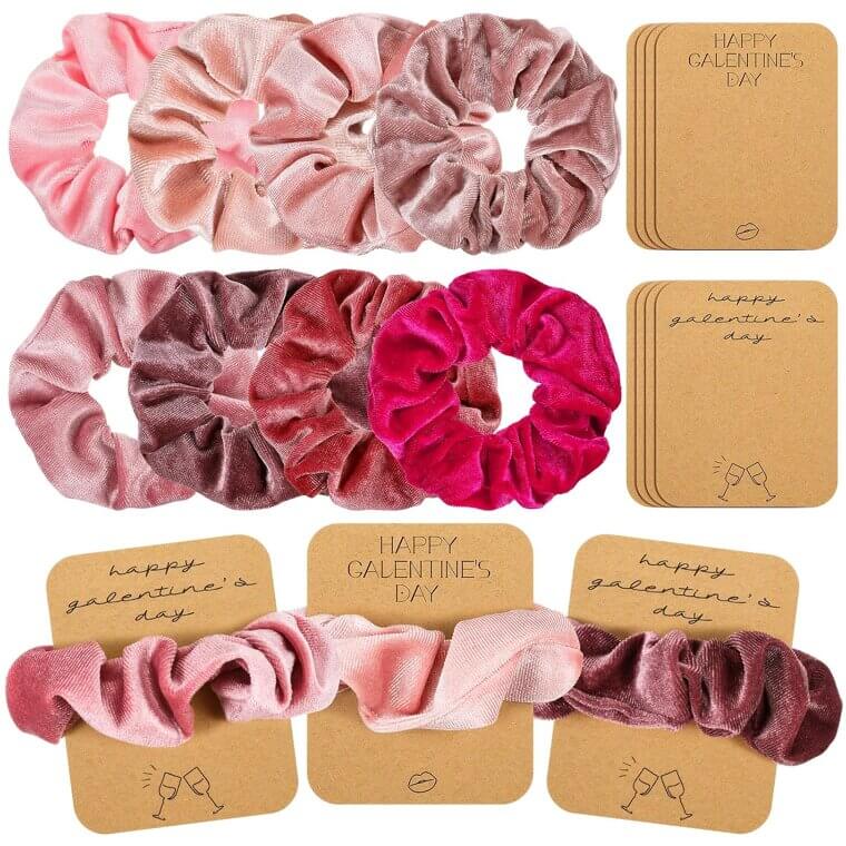 Zeyune Galentine's Scrunchies - Cute Velvet Hair Ties for Friends - Enjoy 6% Off!