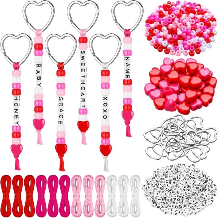 Valentine's Keychain Kit - DIY Heart Bead Craft Fun