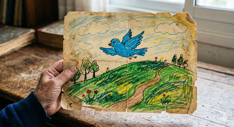 The Blue Bird Drawn in the Dark