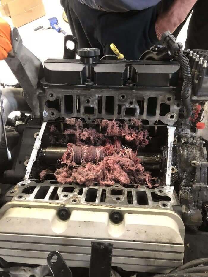 A Rag Got Left In An Engine After Repairs