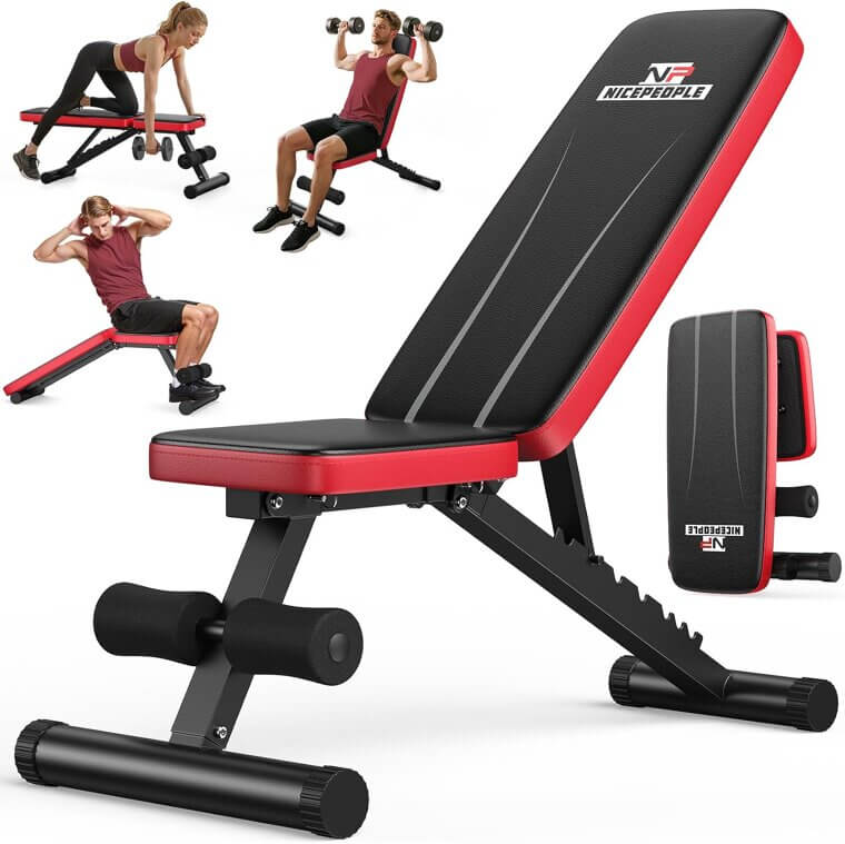 NICEPEOPLE Weight Bench - Foldable, Adjustable, and Perfect for Home Workouts - Don’t Miss the 25% Discount!