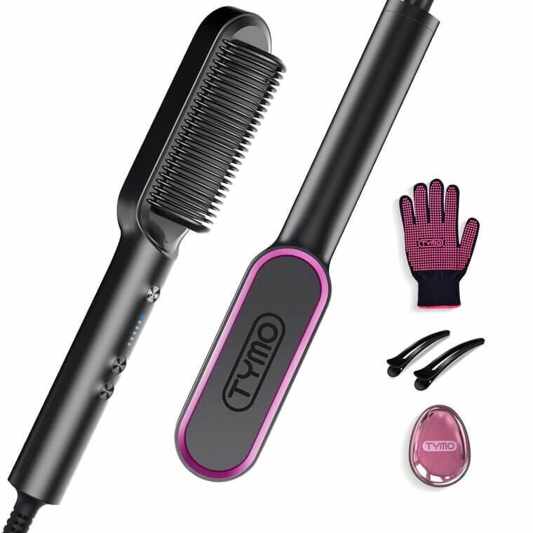 TYMO Hair Straightener Brush - Fast Heating & Dual Voltage - Don’t Miss the 21% Discount!